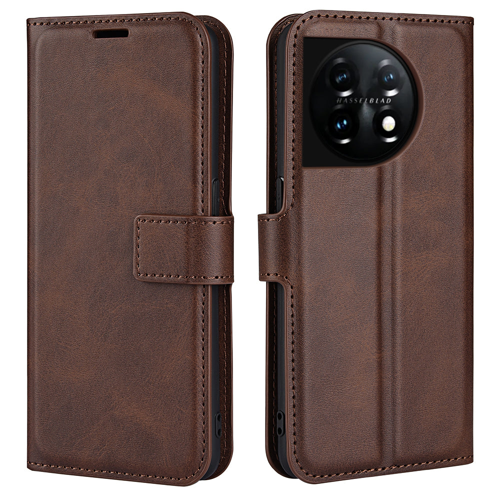 Shockproof Phone Case For OnePlus 11 5G PU Leather Stand Wallet Calf Texture Square Magnetic Clasp Phone Cover Shockproof Phone Case For OnePlus 11 5G PU Leather Stand Wallet Calf Texture Square Magnetic Clasp Phone Cover